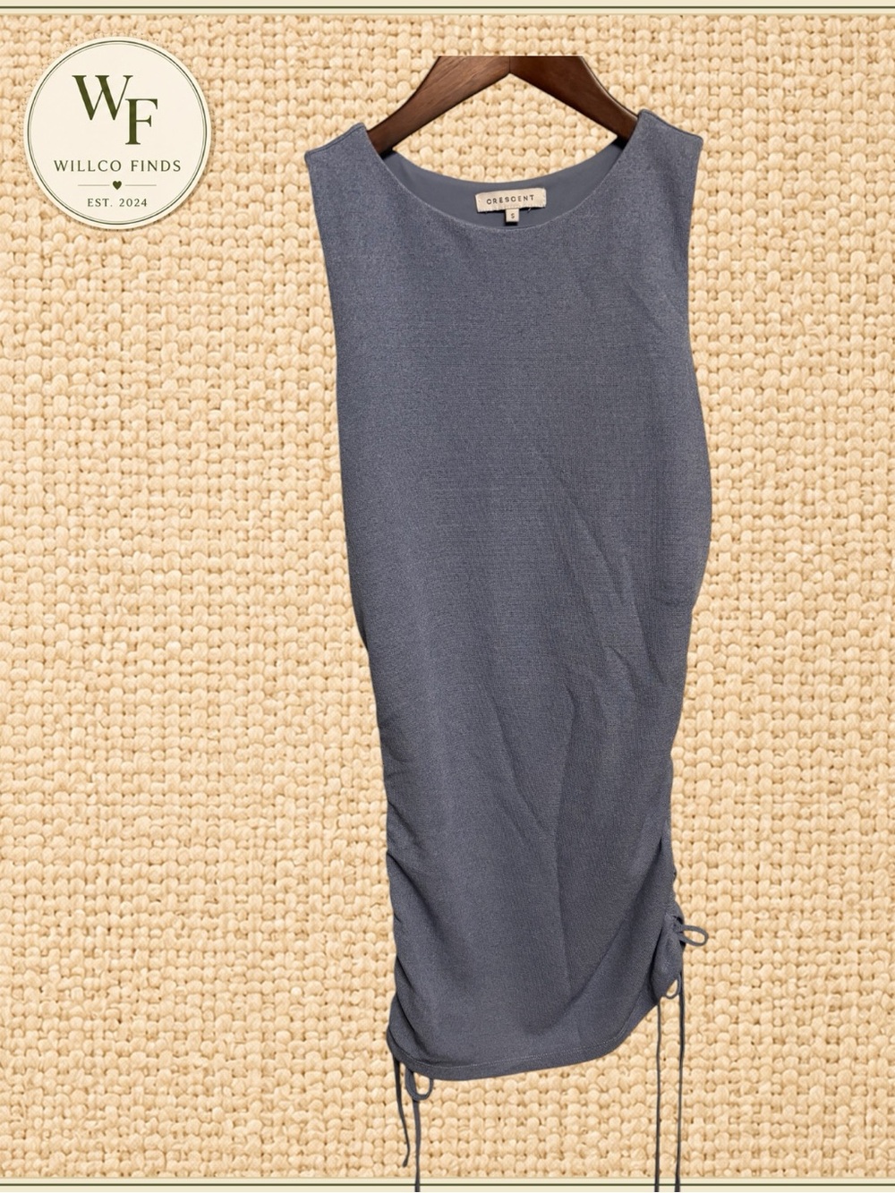 Crescent Blue Ruched Side Drawstring Bodycon Mini Dress Size S